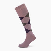 Purple Check Wool Long Socks