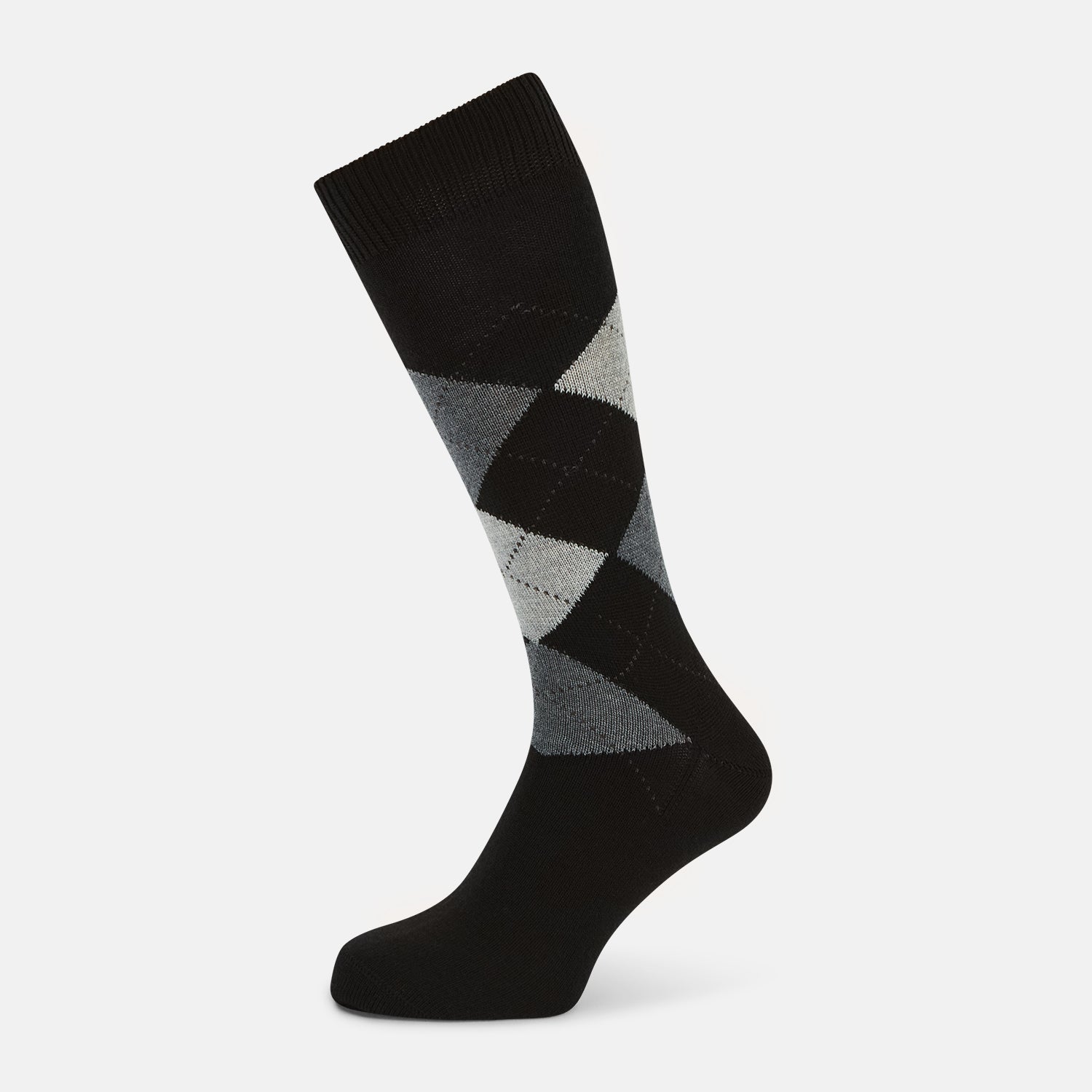 Grey Check Wool Mid Length Socks