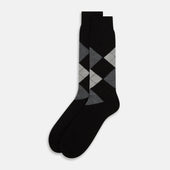 Grey Check Wool Mid Length Socks