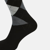 Grey Check Wool Mid Length Socks