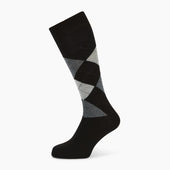 Grey Check Wool Mid Length Socks