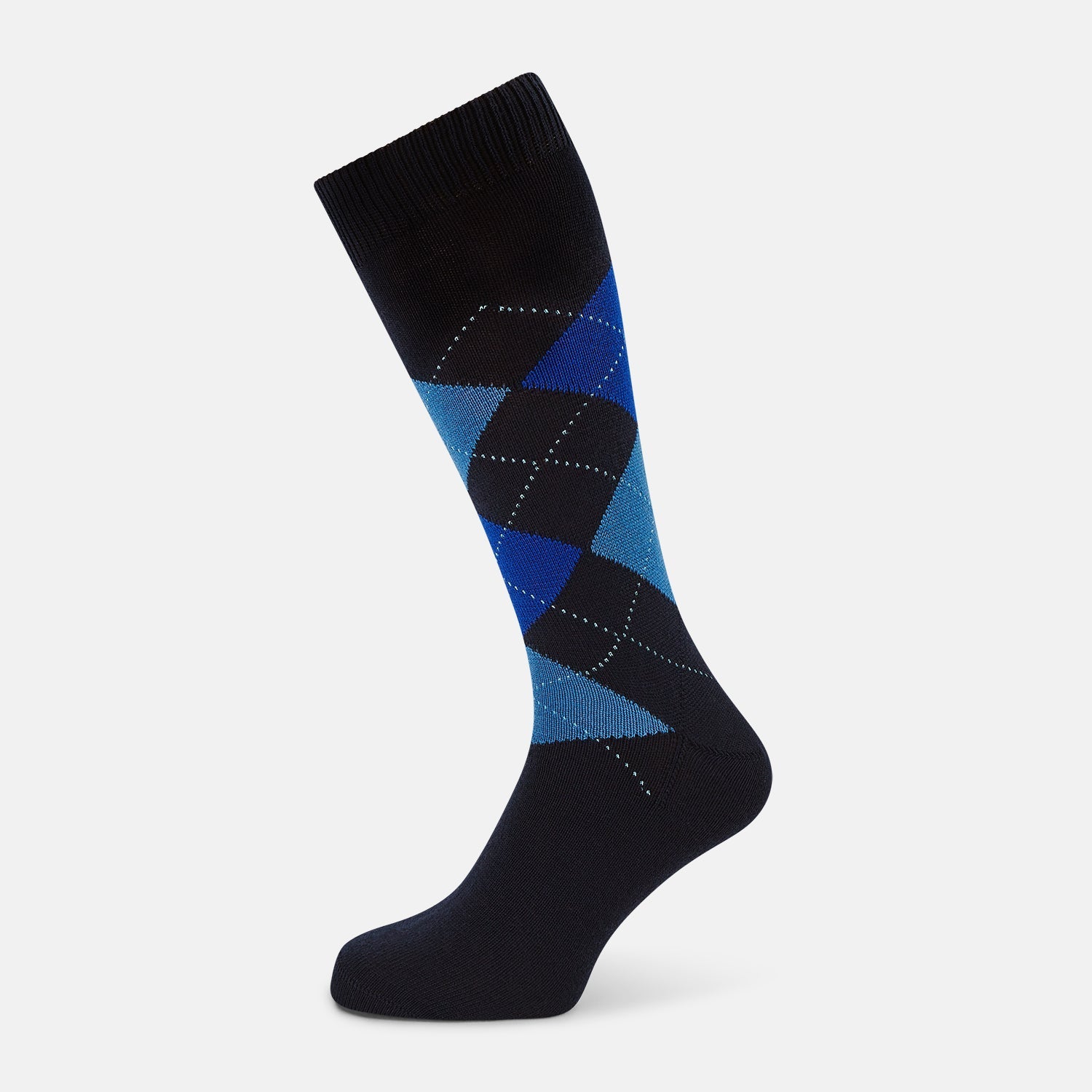Royal Blue Check Wool Mid Length Socks
