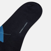 Royal Blue Check Wool Mid Length Socks