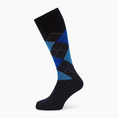 Royal Blue Check Wool Mid Length Socks