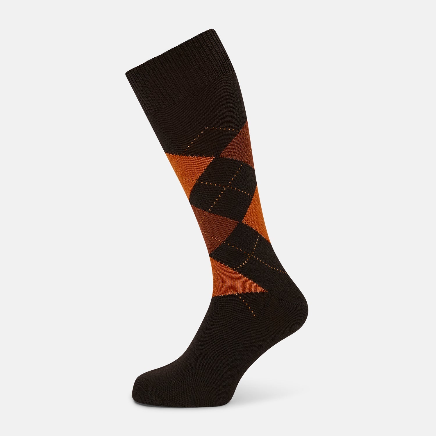 Orange Check Wool Mid Length Socks