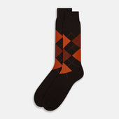 Orange Check Wool Mid Length Socks