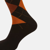 Orange Check Wool Mid Length Socks