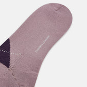 Purple Check Wool Mid Length Socks