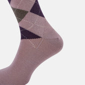Purple Check Wool Mid Length Socks