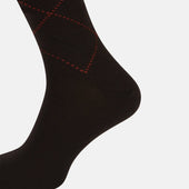 Dark Rust Diamond Wool Long Socks