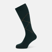 Forest Green & Tan Diamond Wool Mid-length Socks