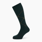 Green Tan Diamond Wool Mid Length Socks