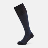 Navy Denim Patterned Wool Long Socks