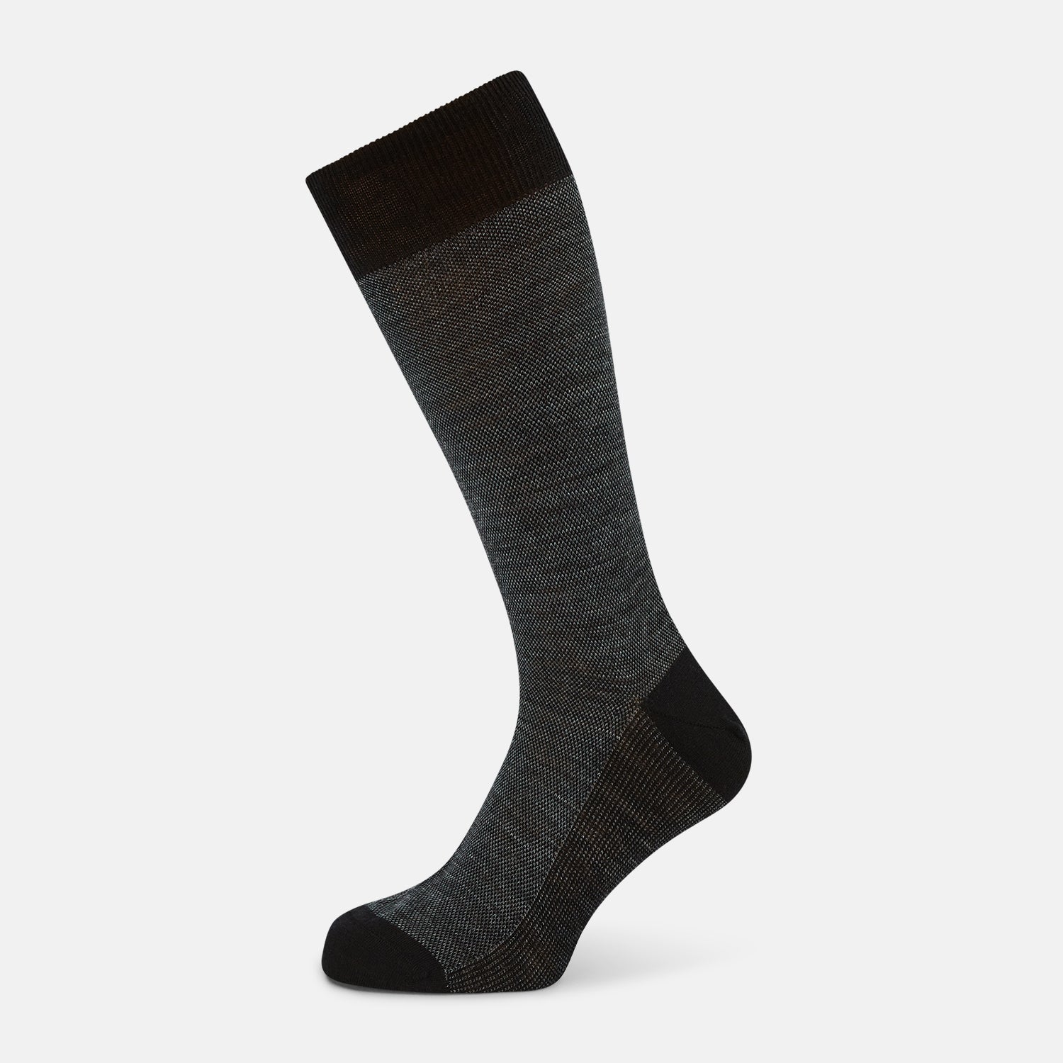 And Grey Motif Wool Mid Length Socks