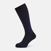 Navy Motif Intarsia Wool Mid-length Socks