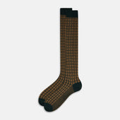 Green Beige Antique Motif Wool Long Socks