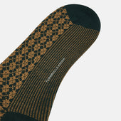 Green Beige Antique Motif Wool Long Socks