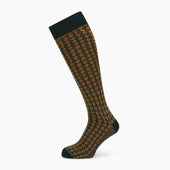 Green Beige Antique Motif Wool Long Socks