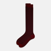 Navy Antique Motif Wool Long Socks