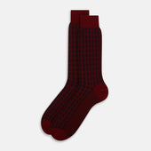 Navy Antique Motif Wool Mid Length Socks