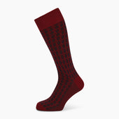 Navy Antique Motif Wool Mid Length Socks