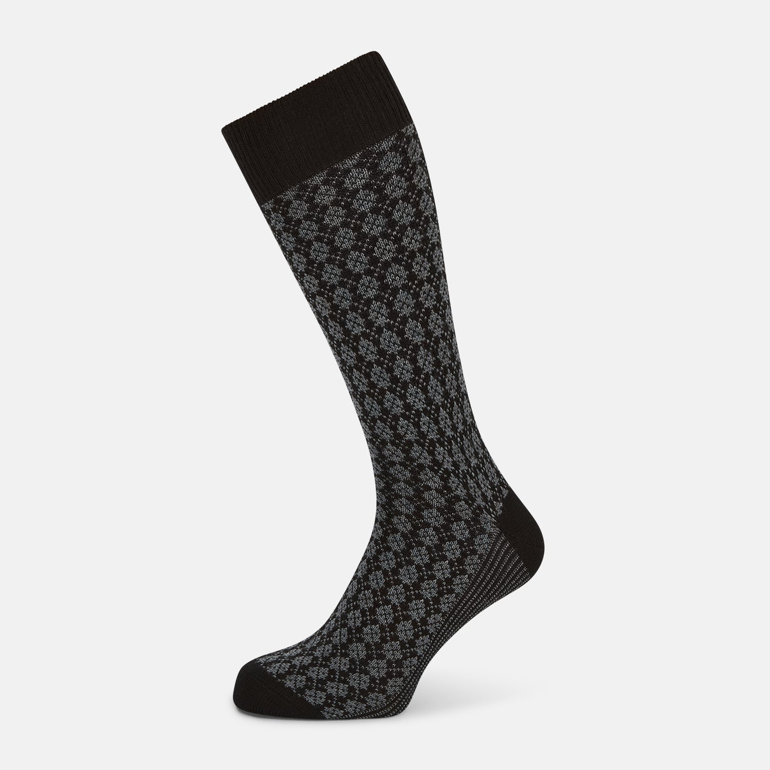 Melange Antique Motif Wool Mid Length Socks