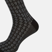 Melange Antique Motif Wool Mid Length Socks