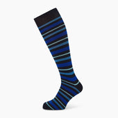 Deep Blue Striped Wool Long Socks