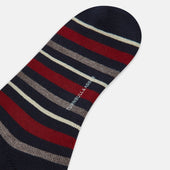 Navy Striped Wool Long Socks