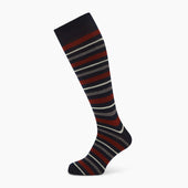 Navy Striped Wool Long Socks
