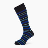 Deep Blue Striped Wool Mid Length Socks