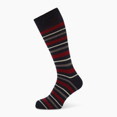 Navy Striped Wool Mid Length Socks