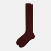And Brown Ribbed Wool Long Socks
