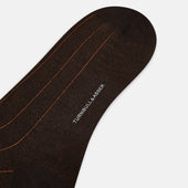 Dark And Rust Yarn Wide Striped Wool Mid Length Socks
