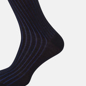 And Blue Wool Blend Long Socks