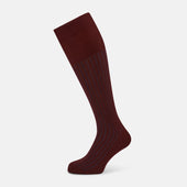 Burgundy and Blue Yarn Striped Wool Long Socks