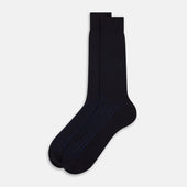 And Blue Yarn Striped Wool Mid Length Socks