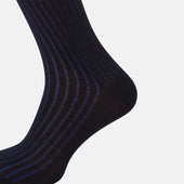 And Blue Yarn Striped Wool Mid Length Socks