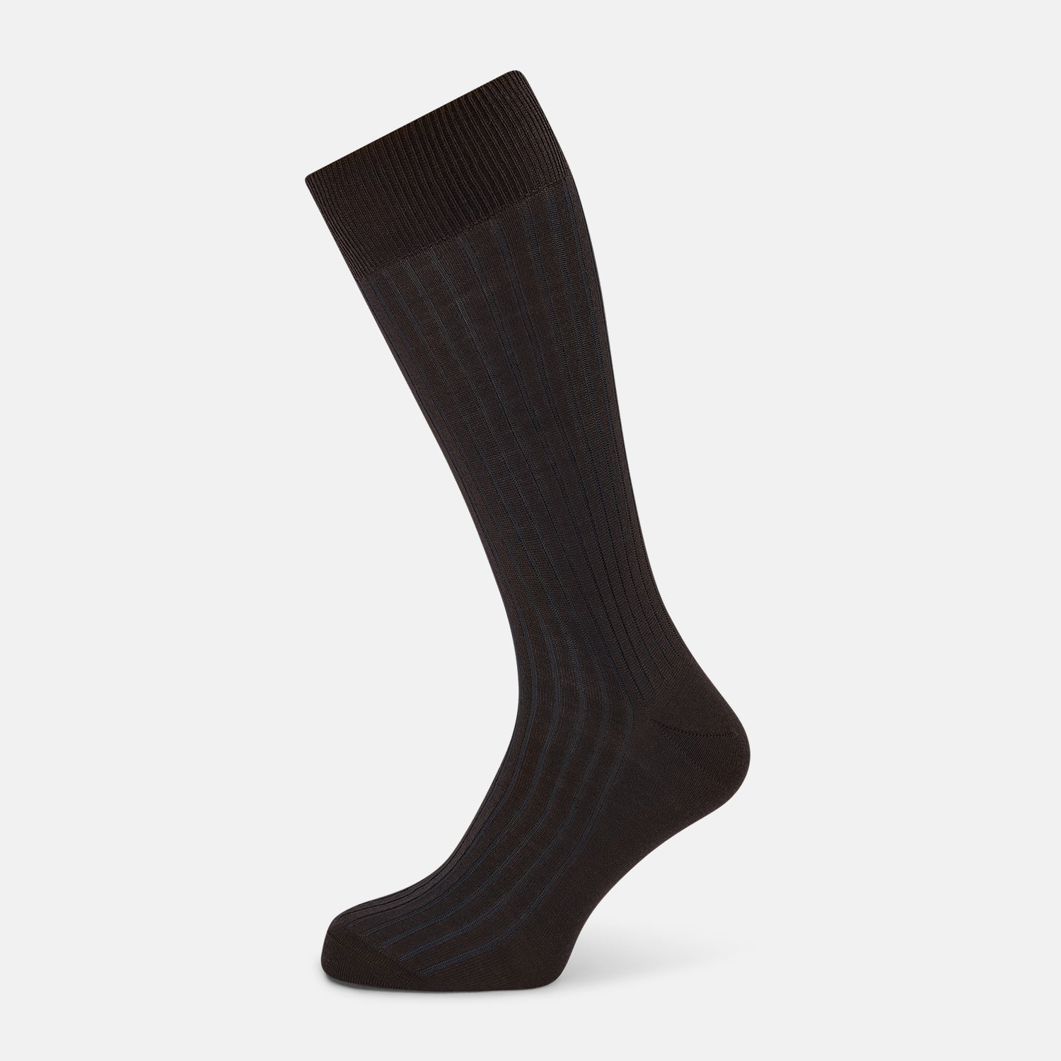 Dark And Blue Yarn Striped Wool Mid Length Socks