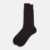 Dark And Blue Yarn Striped Wool Mid Length Socks