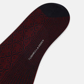 Navy Motif Wool Mid Length Socks