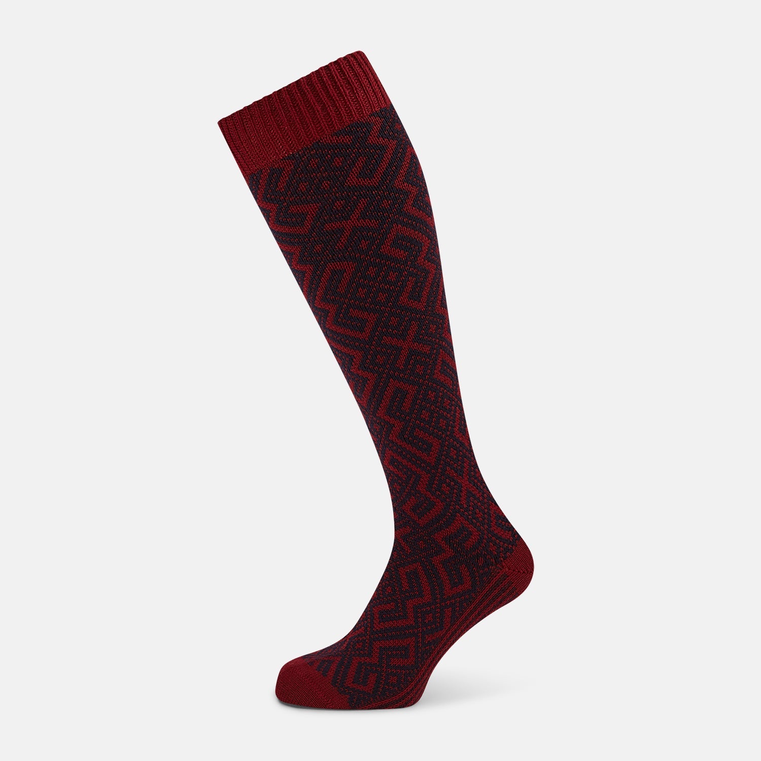 And Navy Motif Wool Long Socks