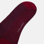 Socks Wool Cashmere Long Red Navy