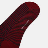 Red And Navy Motif Wool Mid Length Socks
