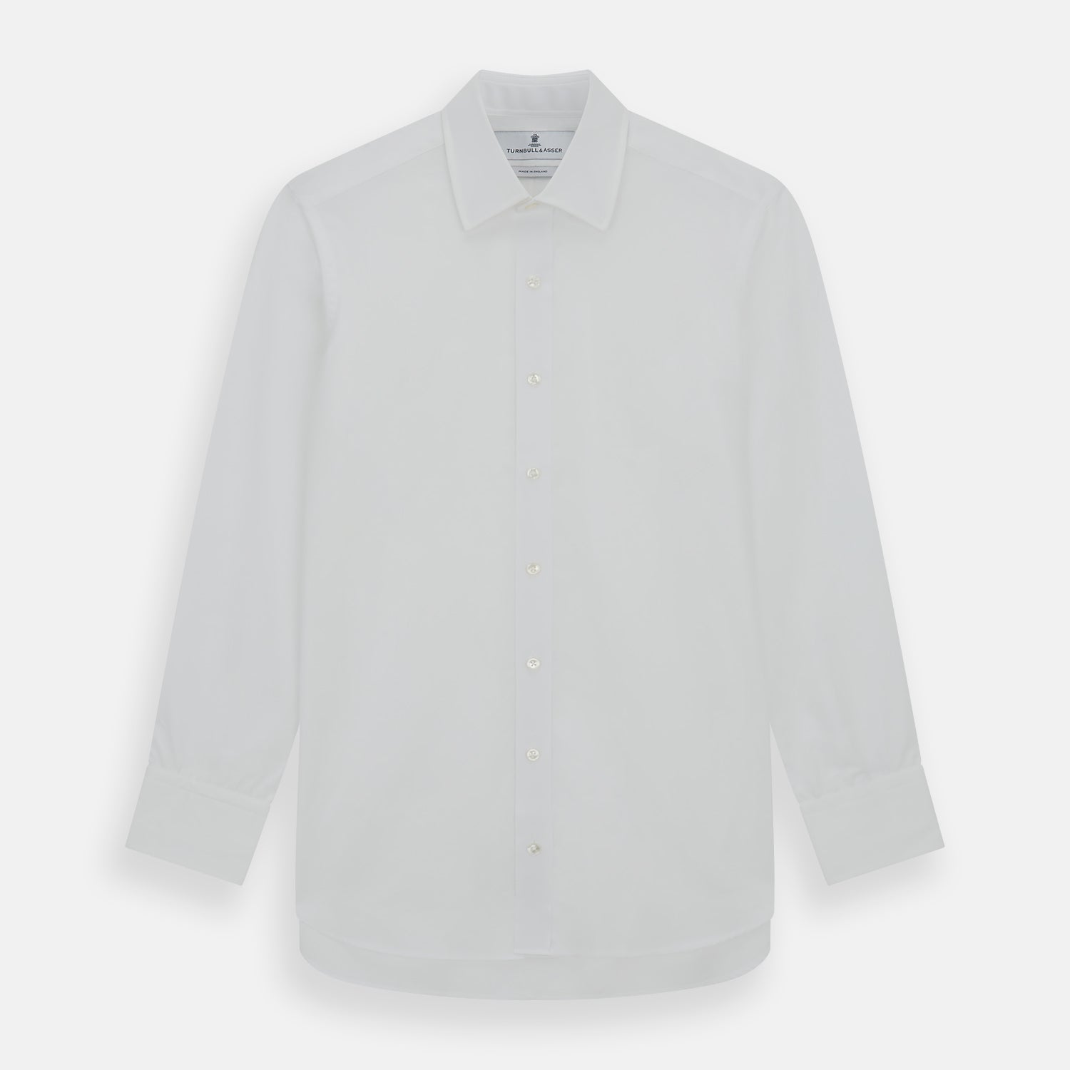 Plain White Cotton Shirt with T&amp;A Collar and 3-Button Cuffs&nbsp;