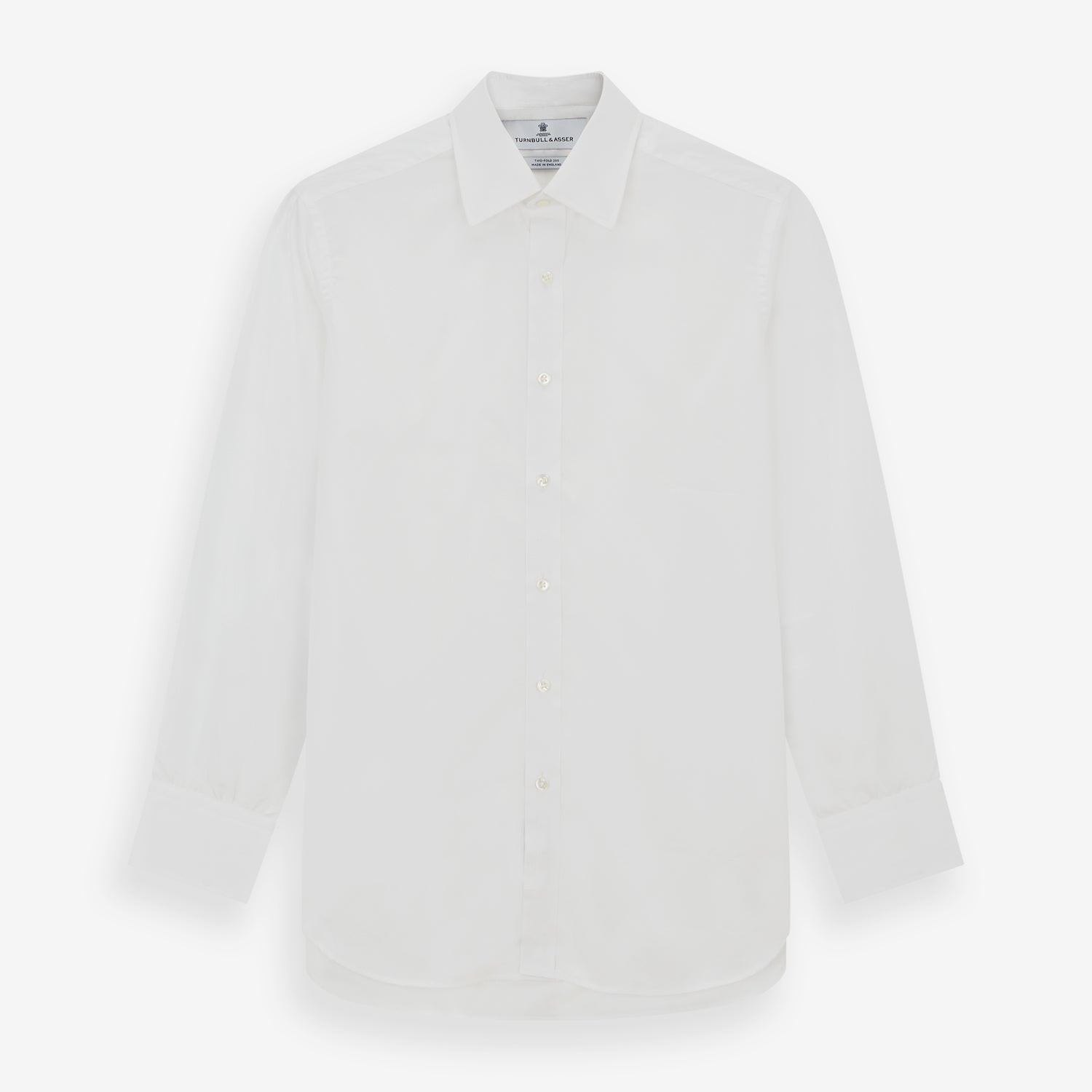 Two-Fold 200 White Cotton Shirt with T&amp;A Collar and 3-Button Cuffs