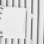 And White Track Stripe Shirt With Contrast Collar Cuffs