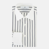 And White Track Stripe Shirt With Contrast Collar Cuffs