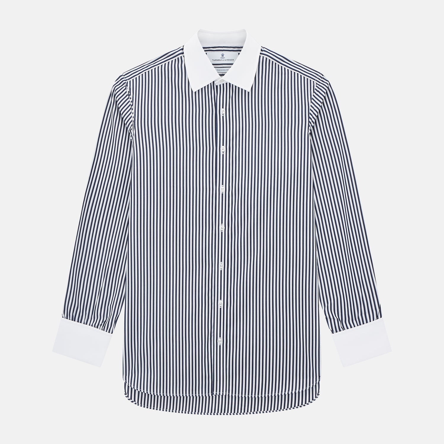 And White Double Stripe Shirt With Contrast Collar Cuffs