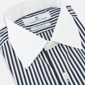 And White Double Stripe Shirt With Contrast Collar Cuffs